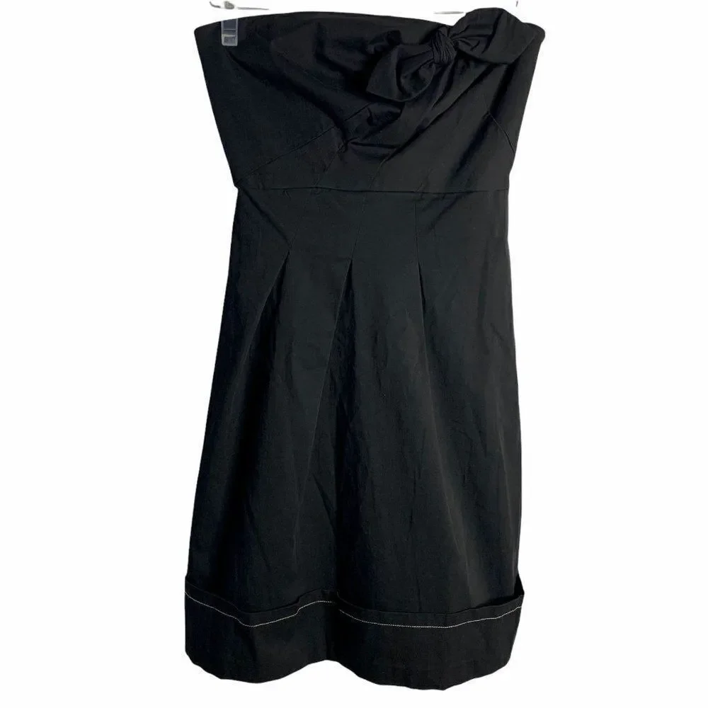 Vintage Tracy Reese Strapless Dress 2 Black A Line